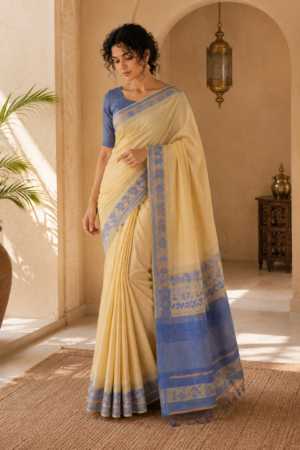 1045 Yellow Tant Saree