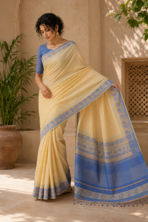 1045 Yellow Tant Saree