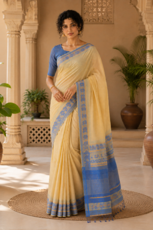 1045 Yellow Tant Saree