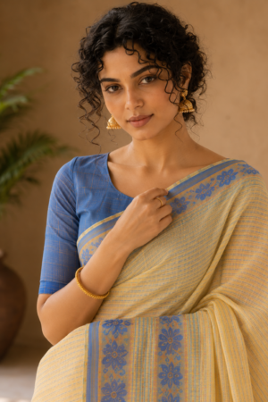 1045 Yellow Tant Saree