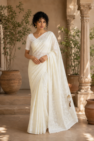 1048 Pale Lemon Yellow Saree
