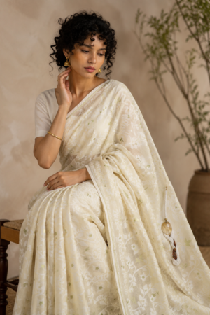 1048 Pale Lemon Yellow Saree