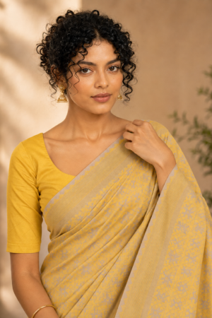 1049 Beige n Yellow Saree