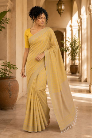 1049 Beige n Yellow Saree