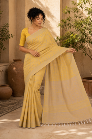 1049 Beige n Yellow Saree