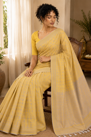 1049 Beige n Yellow Saree