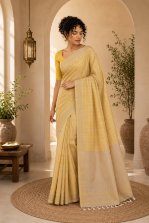 1049 Beige n Yellow Saree