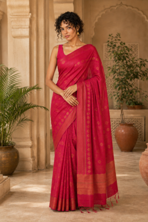 1031 Pink n Gold Cotton Silk Blend