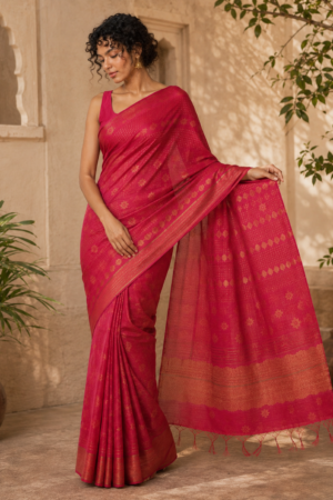 1031 Pink n Gold Cotton Silk Blend