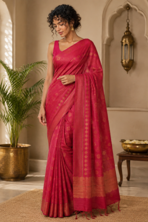 1031 Pink n Gold Cotton Silk Blend