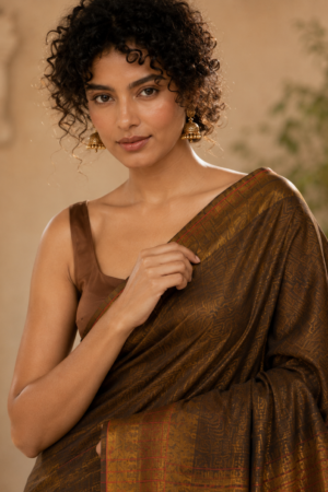 1029 Rust and Gold  Tissue Silk