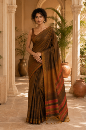 1029 Rust and Gold  Tissue Silk