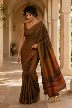 1029 Rust and Gold  Tissue Silk