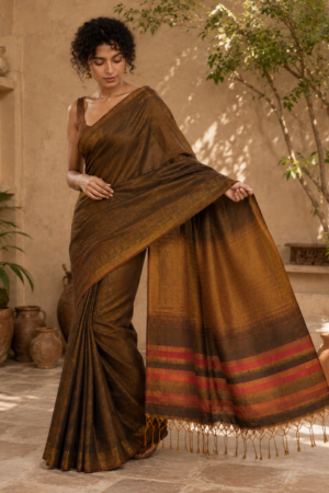1029 Rust and Gold  Tissue Silk