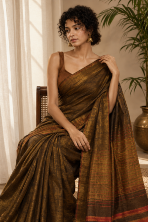 1029 Rust and Gold  Tissue Silk
