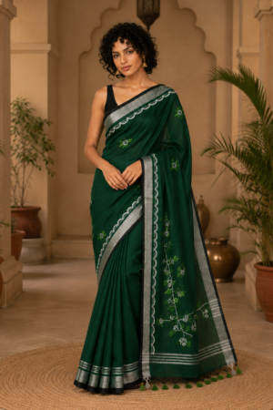 1033 Green and White Chanderi
