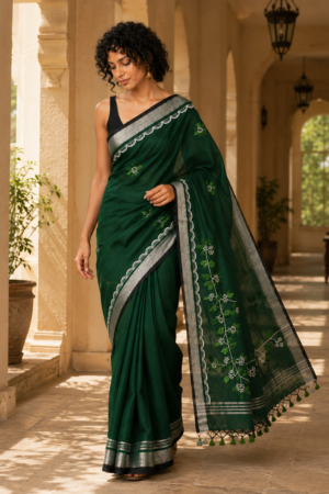 1033 Green and White Chanderi