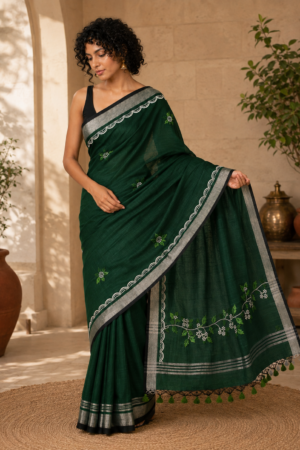 1033 Green and White Chanderi
