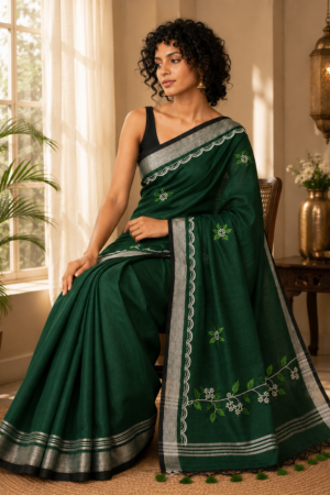 1033 Green and White Chanderi
