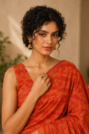 1034 Orange Jamdani