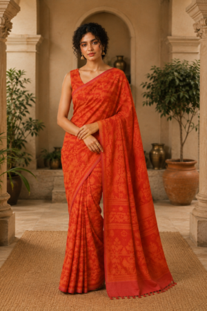 1034 Orange Jamdani