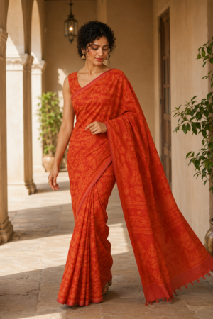 1034 Orange Jamdani