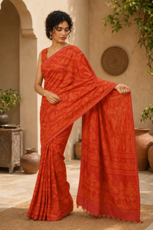 1034 Orange Jamdani