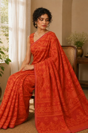 1034 Orange Jamdani