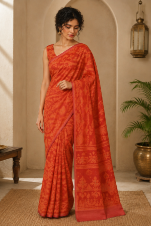 1034 Orange Jamdani