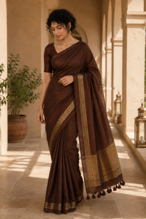 1030 Maroon wine Chanderi Blend