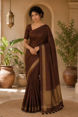 1030 Maroon wine Chanderi Blend