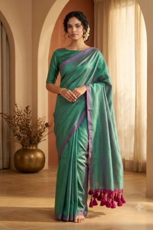 1019 Teal Green and Purple Mul Cotton