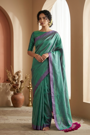 1019 Teal Green and Purple Mul Cotton