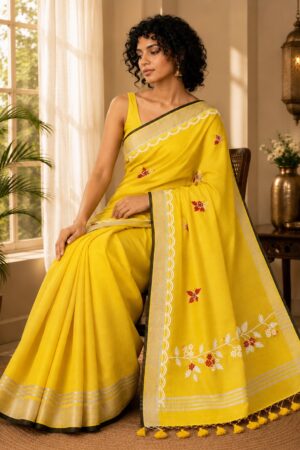 1032 Yellow and Red Chanderi Blend