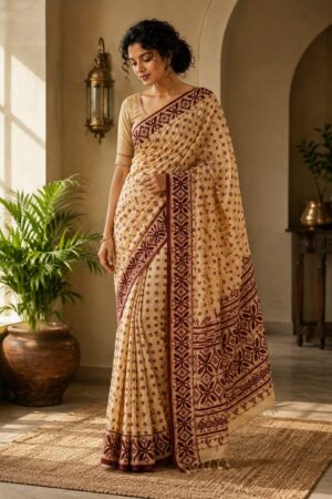 1040 Peach Maroon Flowers