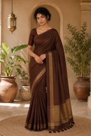 1029 Rust and Gold  Tissue Silk